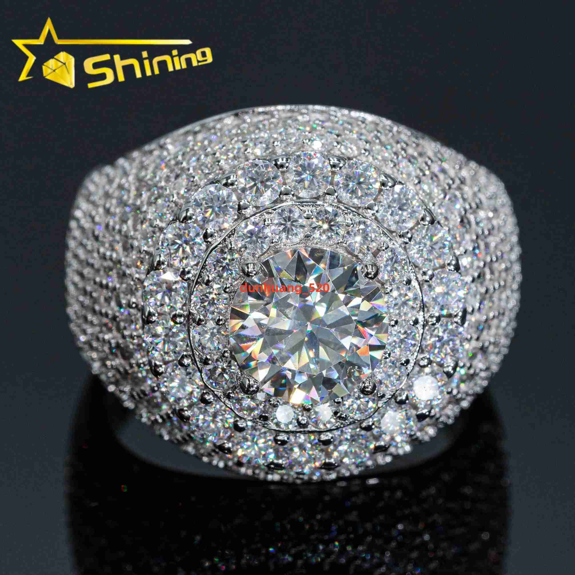 Pass Diamond Tester Iced Out Men Rings 925 Silver Fashion Moissanite Ring Hip Hop Fashion Jewelry Pinky Rings for Engagement