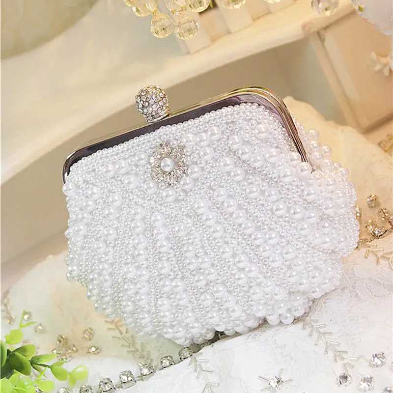 pearl clutch bag handmade beaded evening bag classic scalloped handbags for wedding party prom H2510271