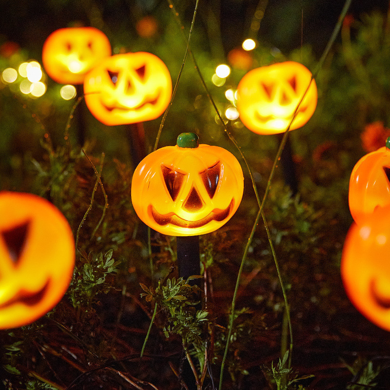 Solar Battery-Powered Lawn Ornaments - Unique Pumpkins & Skulls Design Ideal for Fall Seasonal Illumination169---WSJDC