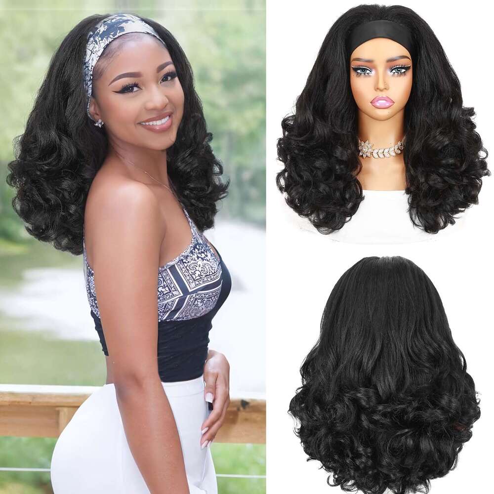 Women's Elegant Curly Wave Headband Wig Heat-Resistant Hair Elastic Net Natural Look Everyday & Special Events Easy To Style With Perfect For Par