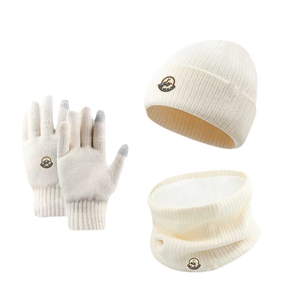 2024 New Winter Warm Knitted Wool Thickened Gloves Hat Scarf Threepiece Set H251028