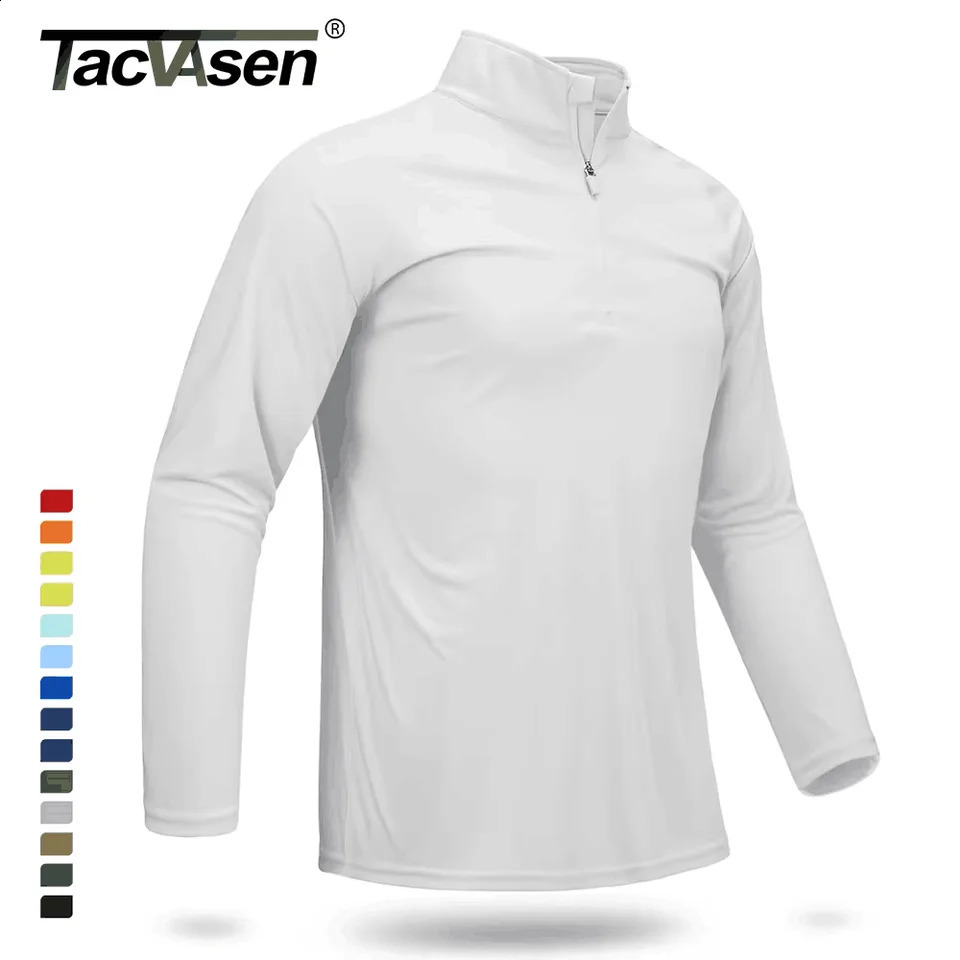 TACVASEN UPF 50 Tshirts Mens 14 Zip UV Protection Long Sleeve T shirts Fishing Hiking Performance Tee Shirts Pullover Tops 251020