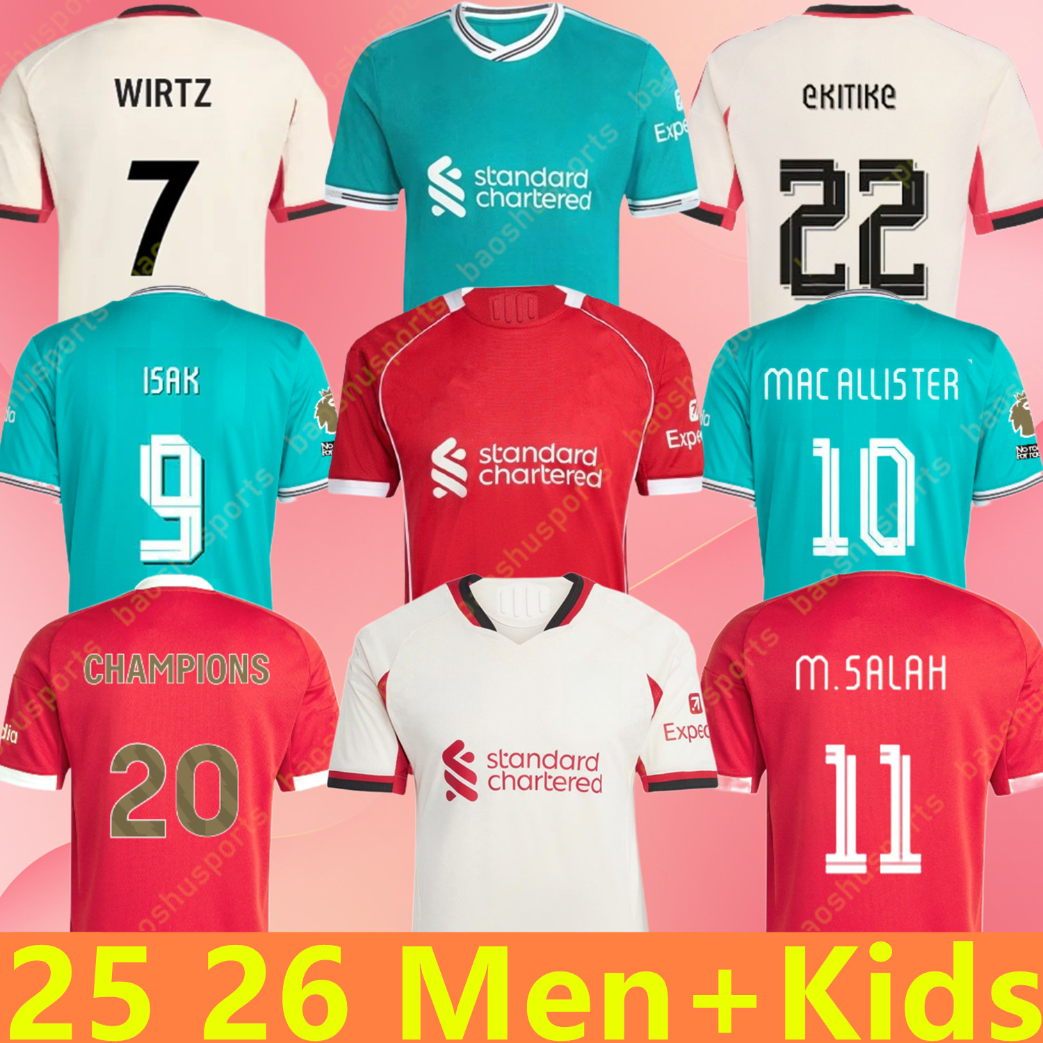 2025 2026 MAC ALLISTER ISAK soccer jersey WIRTZ NGUMOHA EKITIKE 25 26 football shirt FRIMPONG SZOBOSZLAI GRAVENBERCH A.BECKER M.SALAH VIRGIL men kids kit uniforms