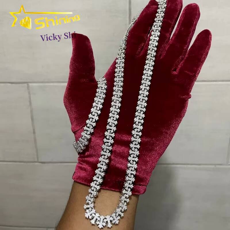 Worldwide Shipping Hip Hop Iced Out Cross Necklace Men Fine S925 Silver VVS Moissanite Cuban Link Chain Bracelet Necklace
