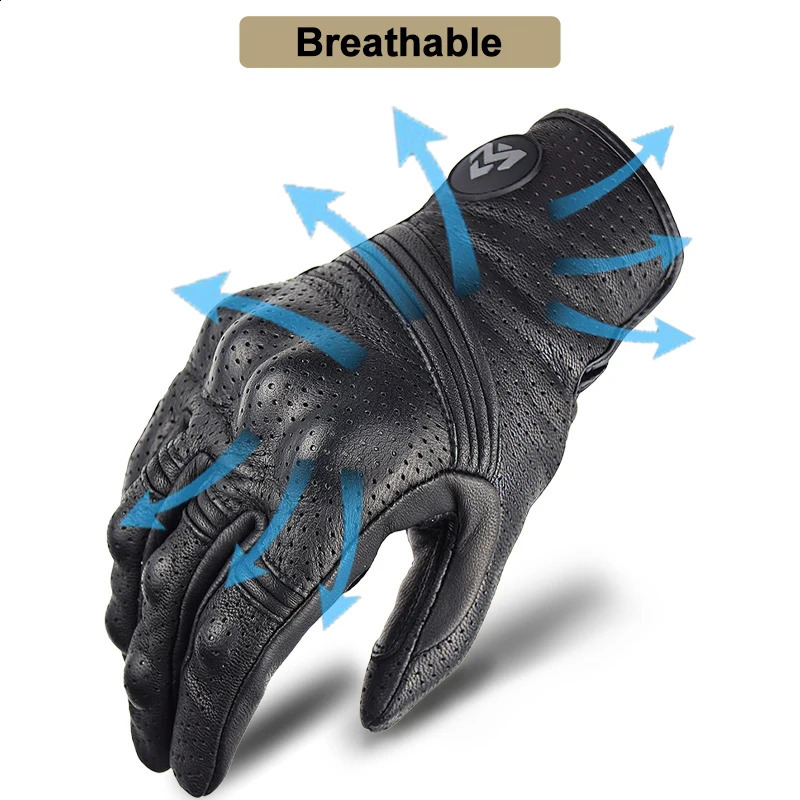 Men Retro Genuine Leather Motorcycle Gloves Summer Breathable Motorbike Motocross Gloves Moto Equipment Accessories Guantes 251027