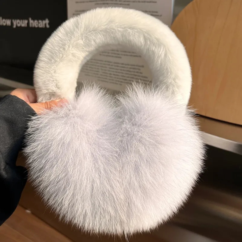 Real Fox Ear Muffs For Women Winter Thick Warm Ear Covers Plush Ear Muffs For Riding outdoor Female Ear Protection AntiFreeze 251027