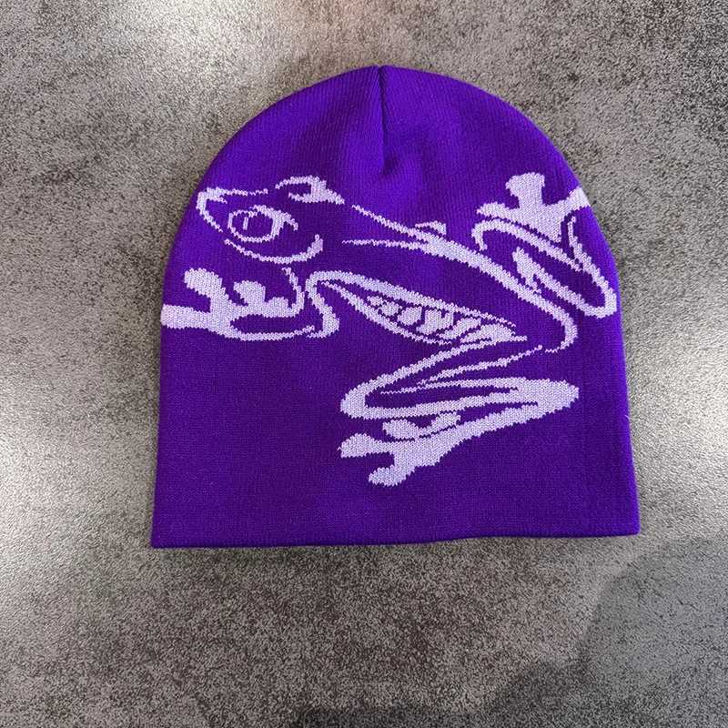 Frog Pattern Jacquard Beanies Wen Men Winter Autumn Outdoor Keep Warm Cold Gorras Hip Hop Knitted Hat Skiing Windproof Bonnet X251028