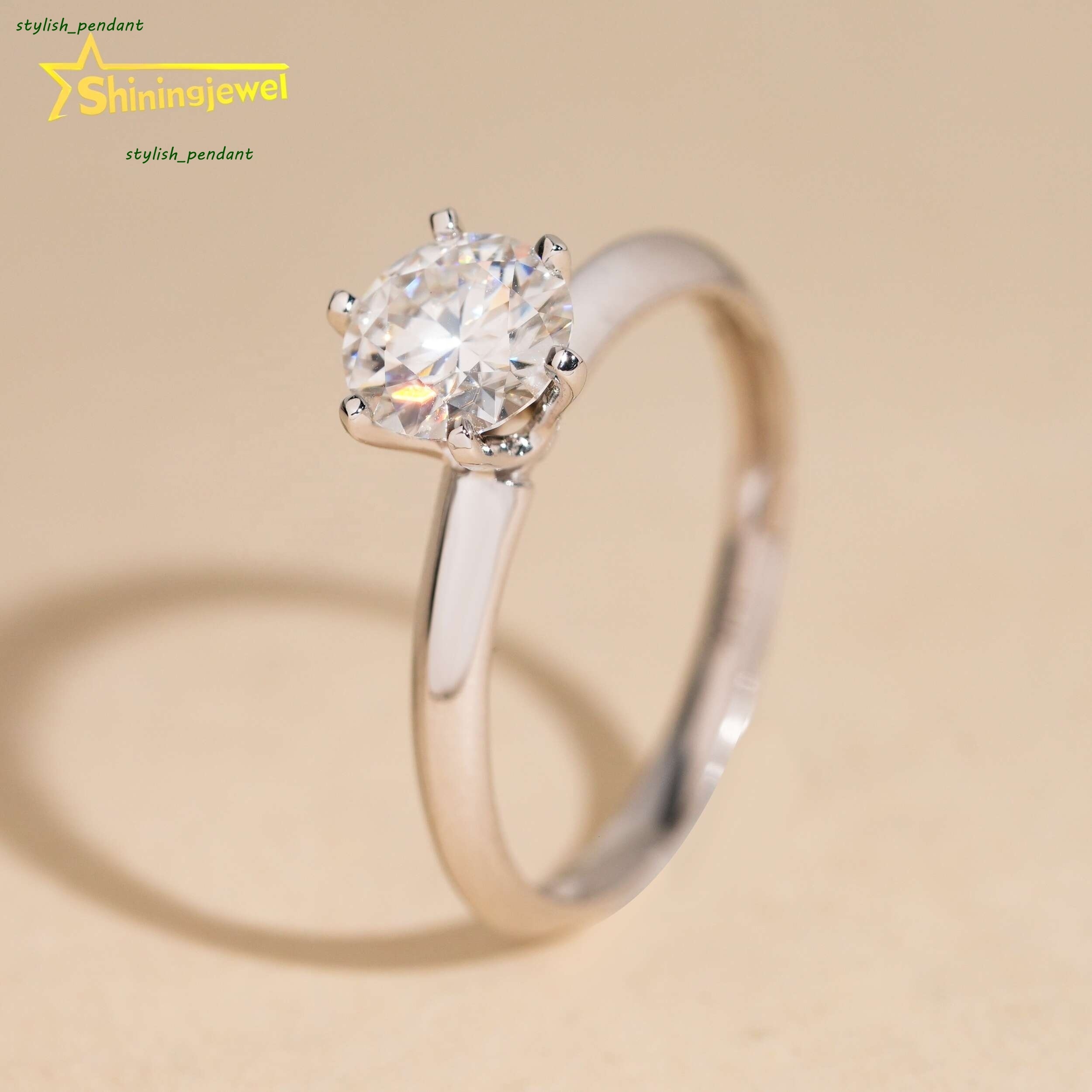 Classic 6 Prongs D Color 10k Solid Gold 1ct Moissanite Wedding Engagement Rings for Women