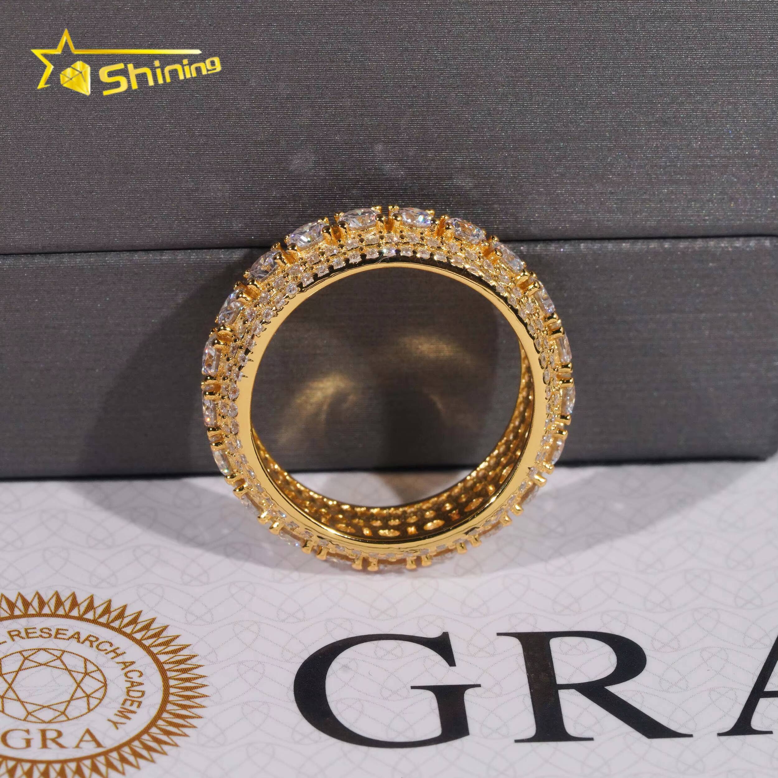 925 Sterling Silver Moissanite Jewelry Iced Out Hip Hop Men Full Diamond Ring Custom Fashion Moissanite Ring