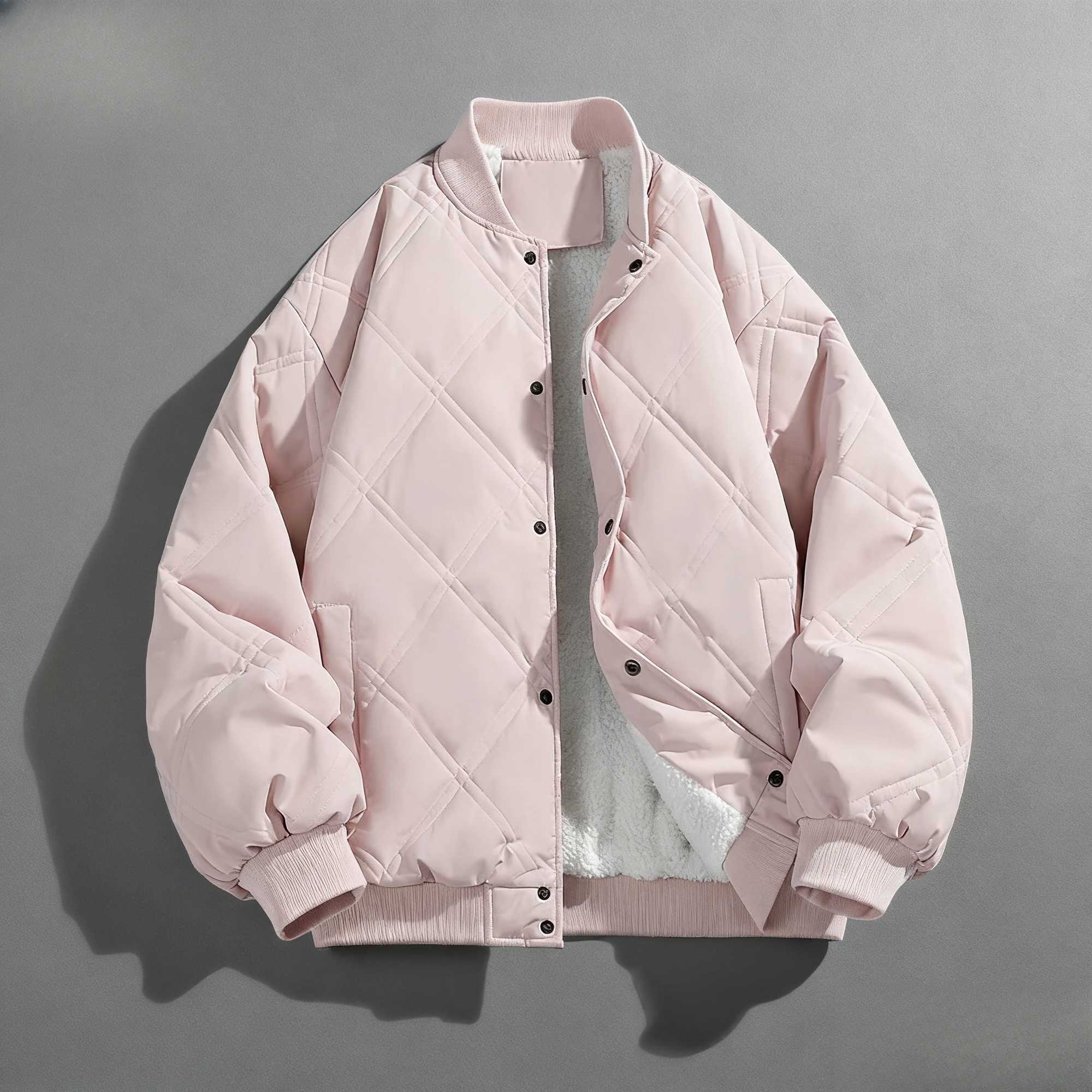 New Style Buttonup Baseball Collar Casual Lambswool Cotton Jacket for MenWinter Sports Cotton JacketCasual Loose Bread Jacket J251028