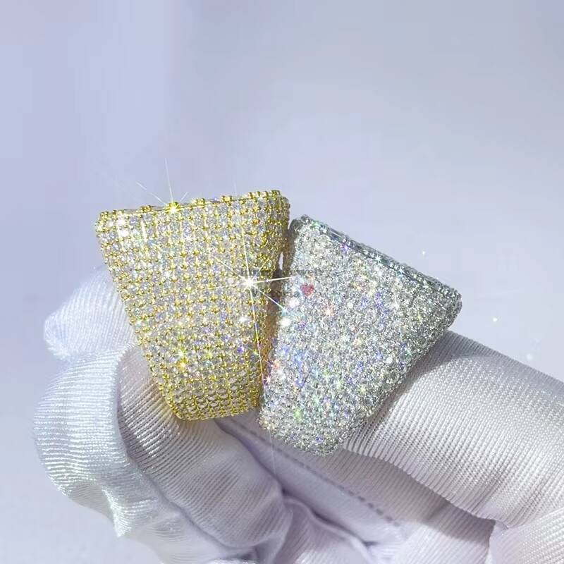 GRA Certificated Pass Diamond Tester Hip Hop Sterling Silver Moissanite Ring Men VVS