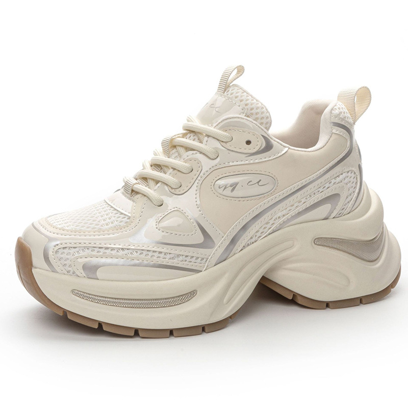 Summer Thick Sole Dad Shoes Women's Tall Solid Color Casual Sports Versatile Little White Shoes