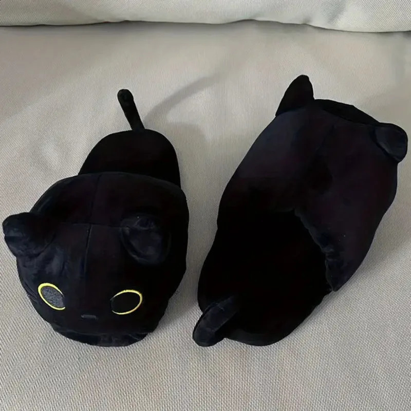 Siamese Cat Snail Cotton Shoes Y2K Alien Plush Slippers Black Full Pack Doll Shoes Warm Performance Props Home Non Slip Slippers 251023