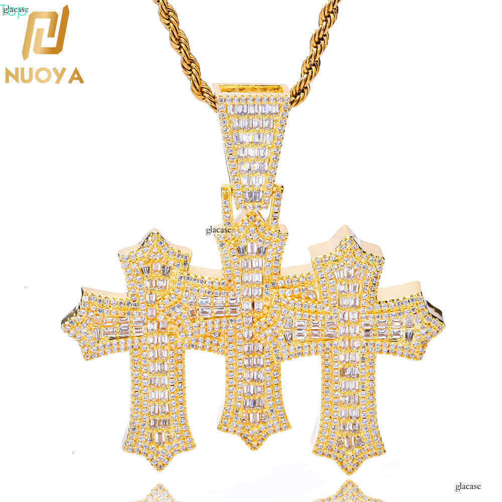 Hip Hop Cross Pendant Mixed Inlaid T Cubic Moissanite chain Men's Necklace Versatile Accessory Jewelry