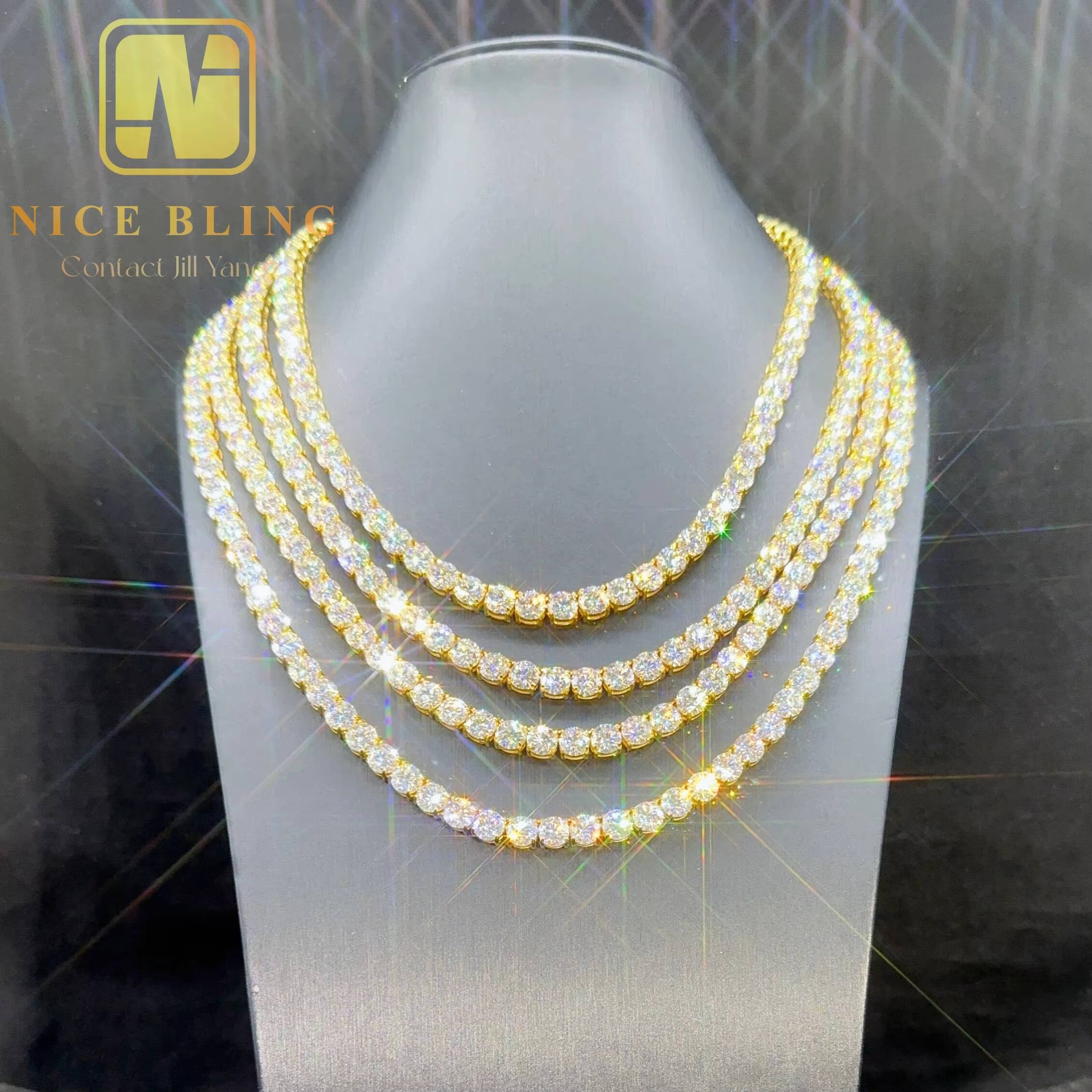 PASS Diamond Tester Iced Out Moissanite Diamond Hip Hop Jewelry Tennis Chain 925 Silver 3mm Tennis Necklace Bracelet