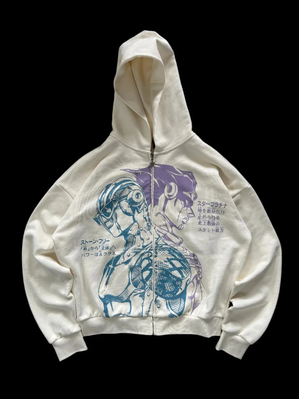 Stands Hiphop Japanese Cartoon Pattern Hoodies Y2k Harajuku Oversized Mens Womens Zipper Hoodie Hip Hop Couple Street Sweatshirt 251027