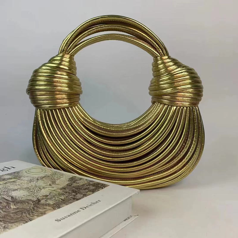 Luxury designer bag Handcrafted Designer Wristlet Bag: Luxurious Handwoven Knots Adjustable Noodle-Strap for Elegance Timeless Sophistication