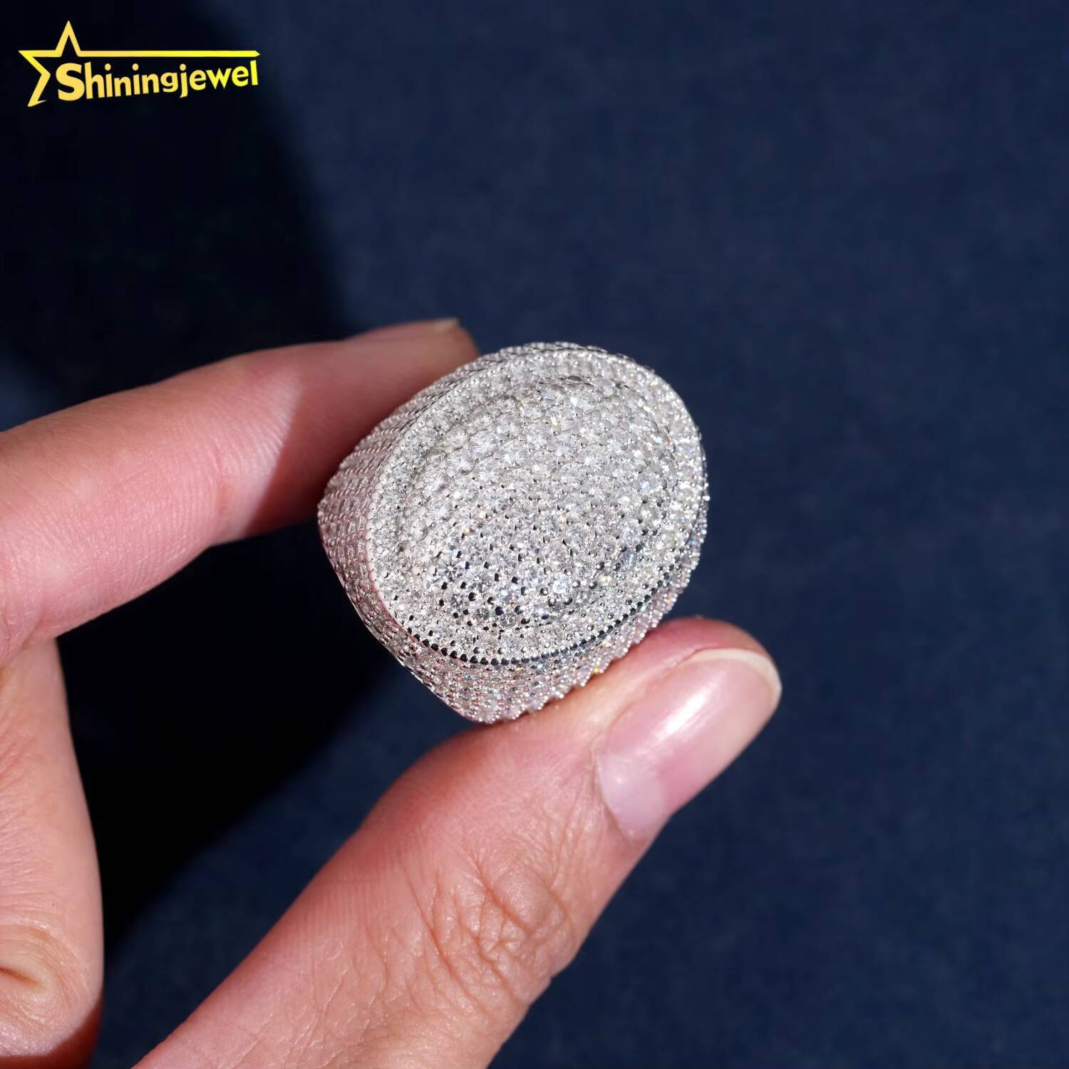 Chunky Oval Balloon Championship Ring Pass Diamond Tester Hip Hop Jewelry 925 Silver Diamond Moissanite Men Ring