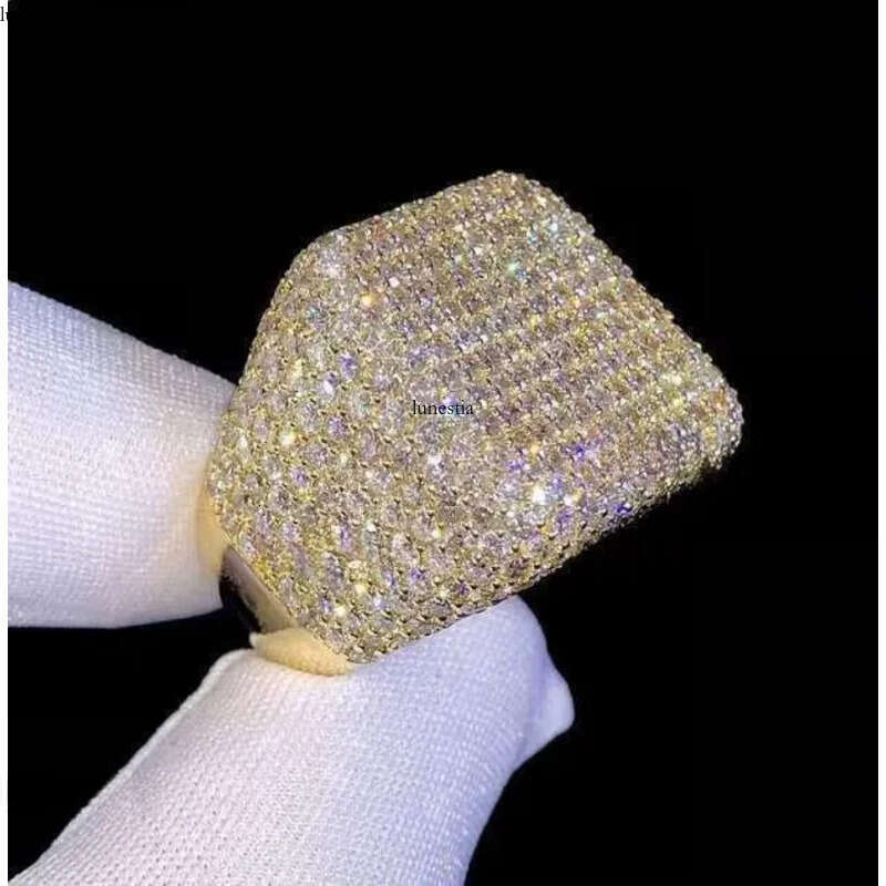 Hip Hop Rapper Men Iced Out Initial Letter Sier Moissanite Personalized Name Pinky Ring