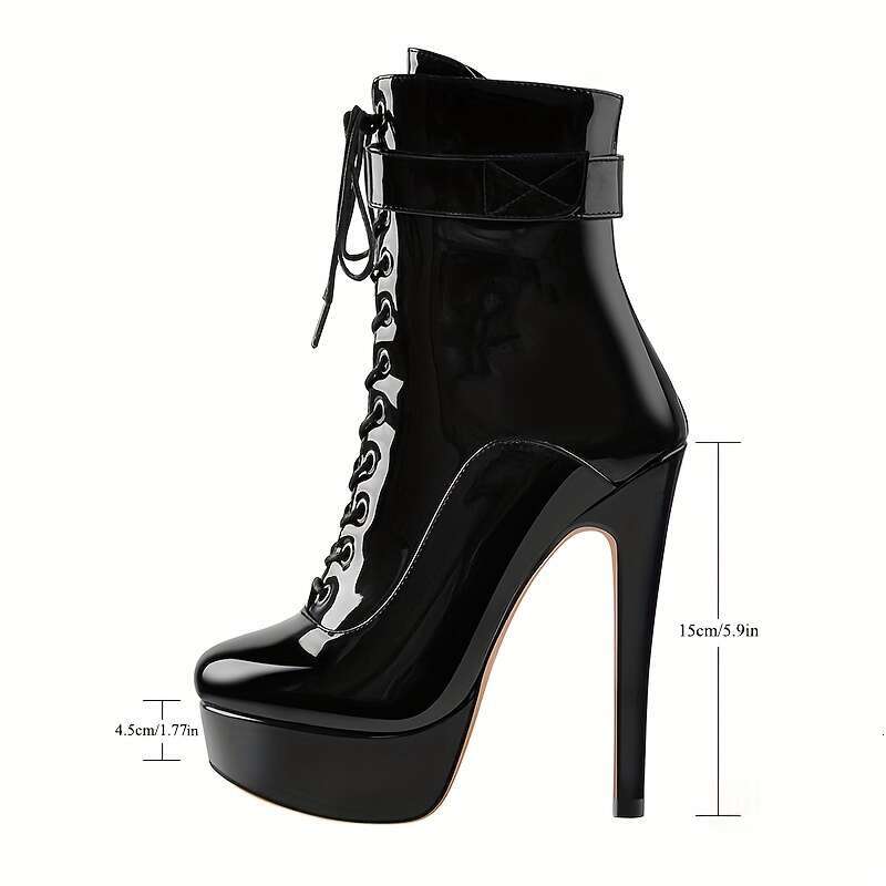 Chic Women's Stiletto Ankle Boots - Slip-On, Round Toe, Faux Cover With Platform Sole