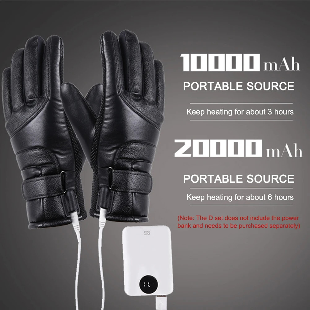 Winter Gloves Waterproof Thermal Touch Screen Thermal Windproof Warm Gloves USB Electric Heating Gloves for Cold Weather Runnin 251027