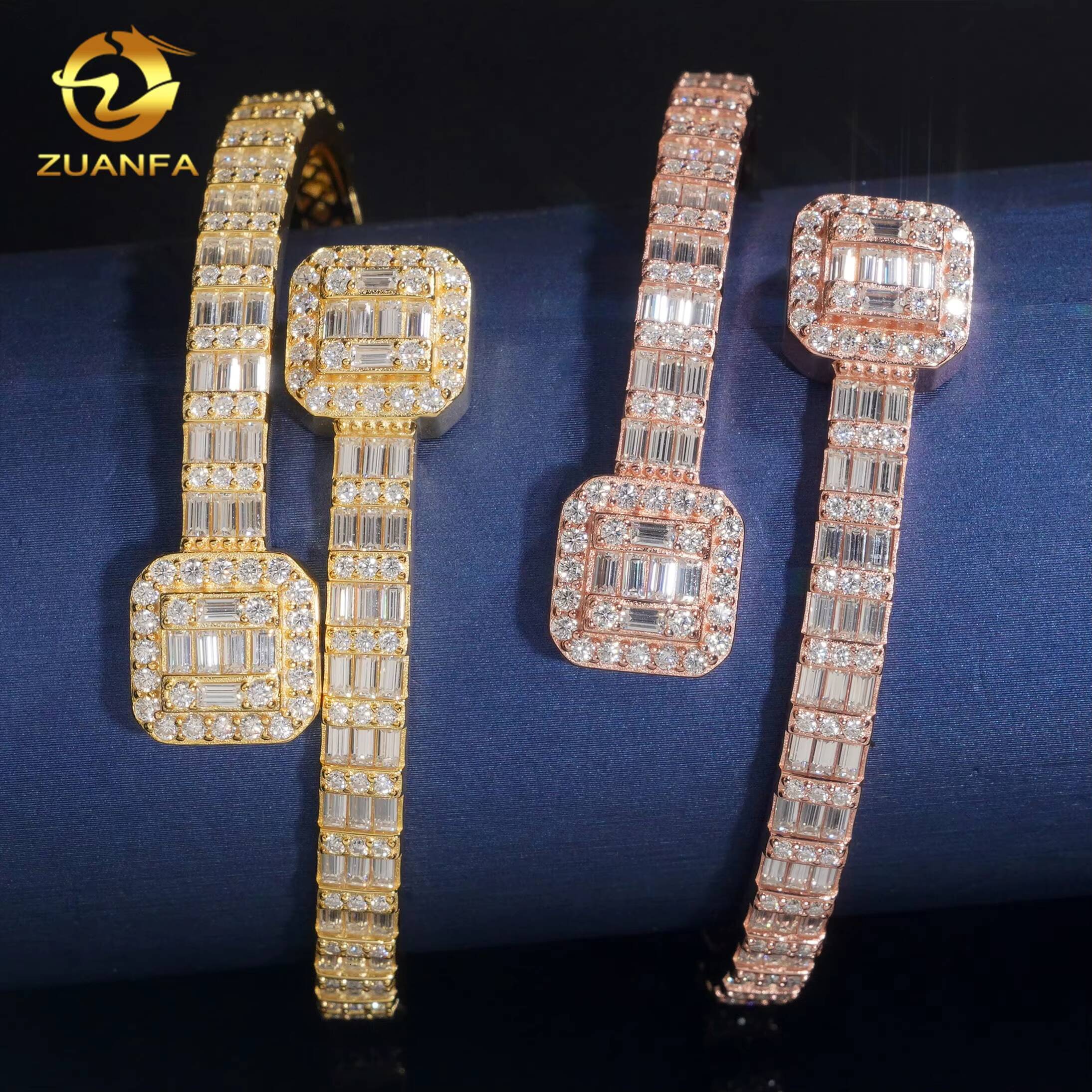 VVS Moissanite Diamond Fashion Men Jewelry 925 Silver Iced Out Hip Hop Jewelry Bracelet Bangle Men
