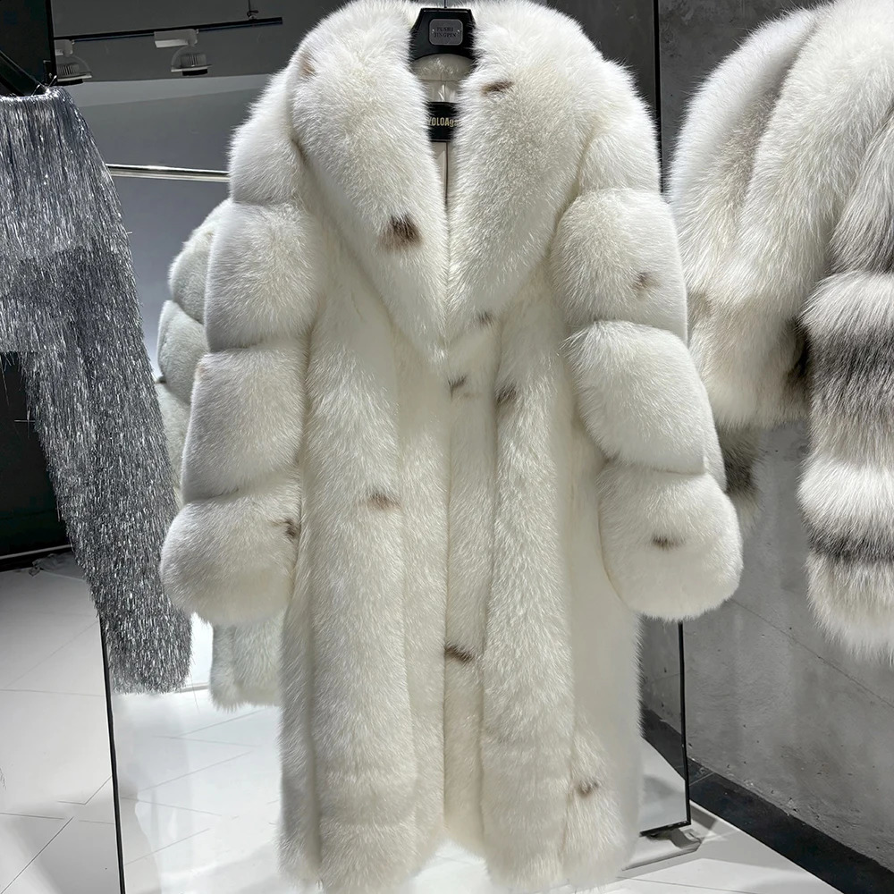 YOLOAgain High Quality Long Real Fox Fur Jacket Coat Women 2025 Winter Warm Natural Fur Coat Female 251027