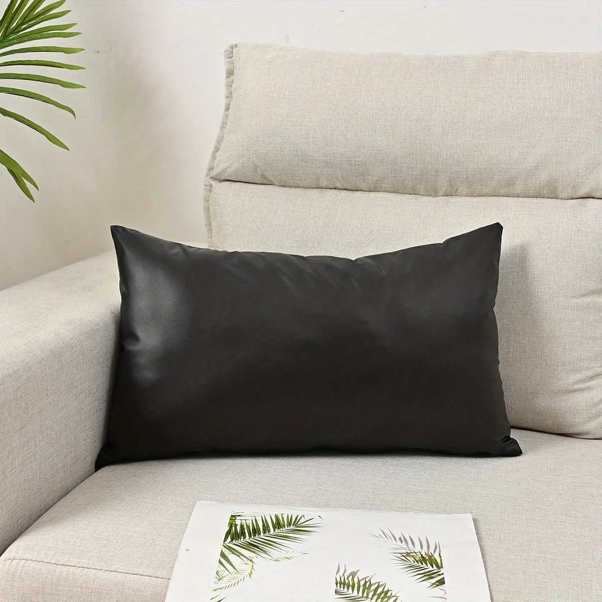 Pillow Case 1pc Thick Waterproof PU Cover European Style Luxury Lumbar Support Cushion for Sofa Living Room Office Decor C251028