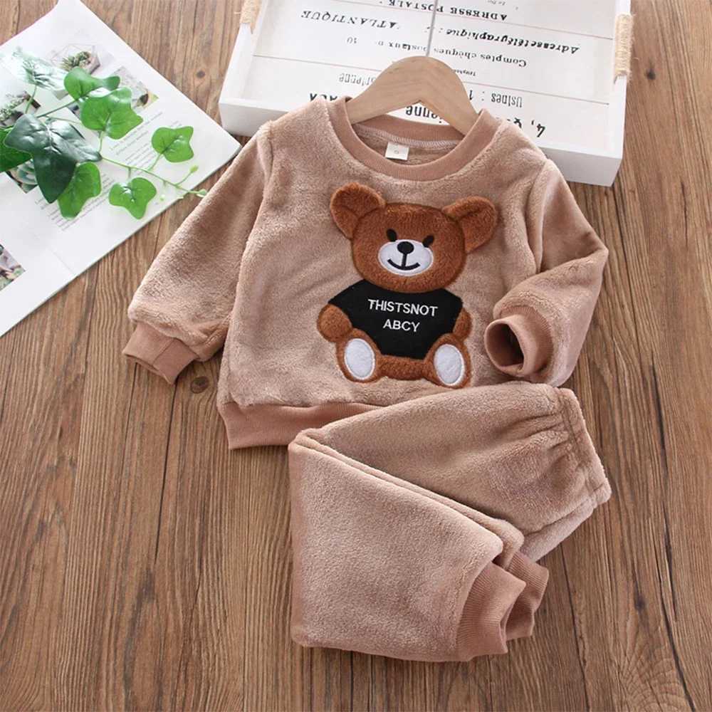 Bear Leader Coral Fleece Pajama Sets Baby Boys Girls Winter Plus Velvet Thick Flannel Homewear Children Warm Sleepwear Suit 2Pcs L251027