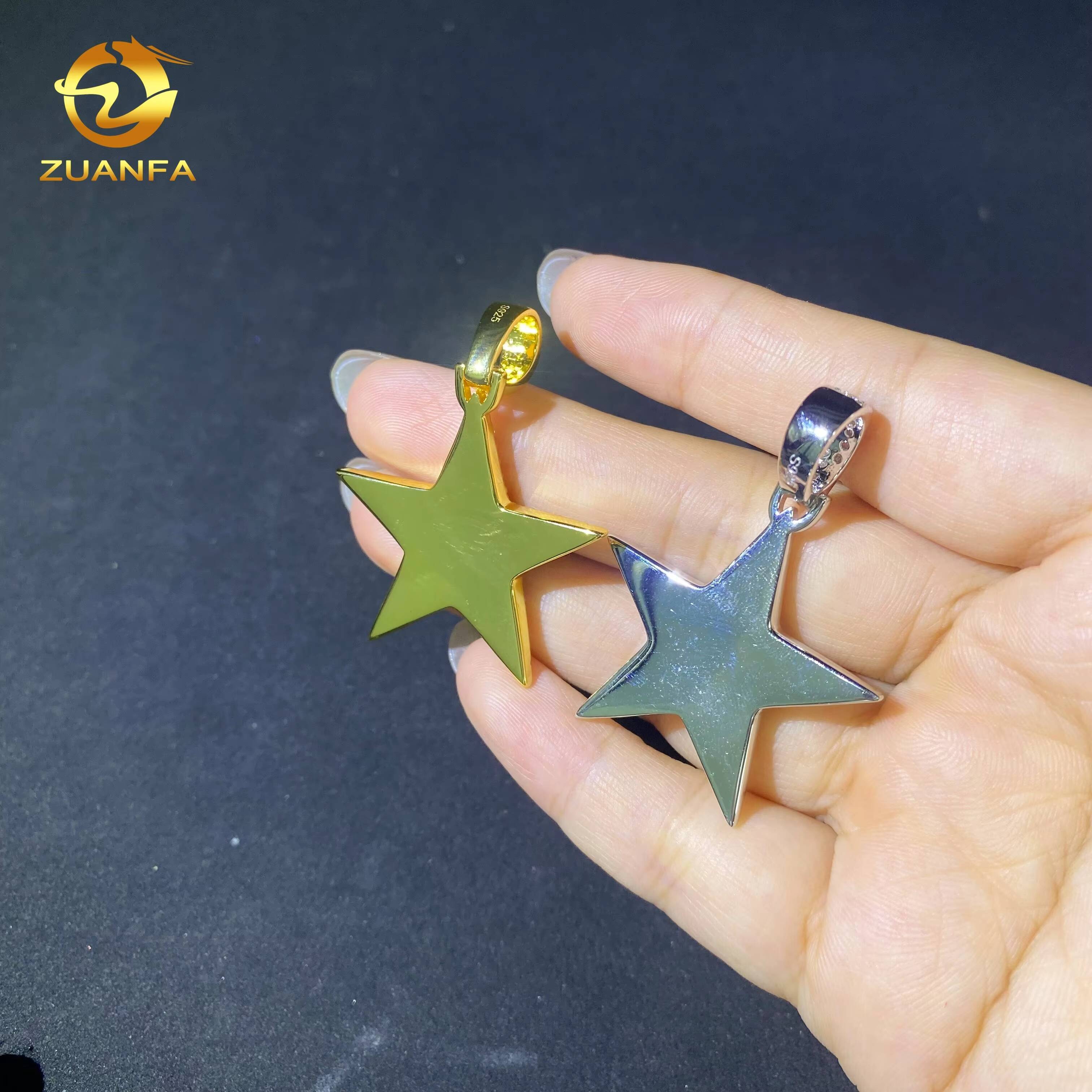 Ready to Ship Hip Hop Moissanite Star Charms Diamond Jewelry Iced Out 925 Silver VVS Moissanite Star Pendant GRA Certificate