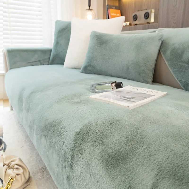Modern Solid Color Winter Thicken Rabbit Fluff Sofa Towel Plush Soft Smooth Sofa Covers for Living Room Antislip Couch Cover C251028