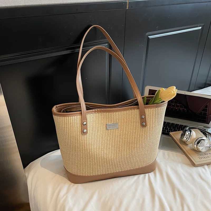 2025 Wens Woven Str Tote Single Shoder Large Capacity Premium Feel Perfect for Work School Weekend Getays1 D251028