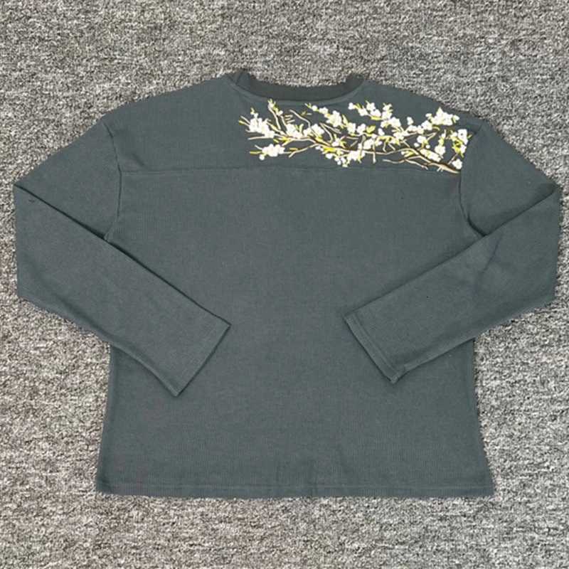 25fw Waffle Long Slve Derschutze Cherry Blossom Embroidery T Shirt Men Women Best Quty Heavy FabricUnisex T Tops TShirt X251028