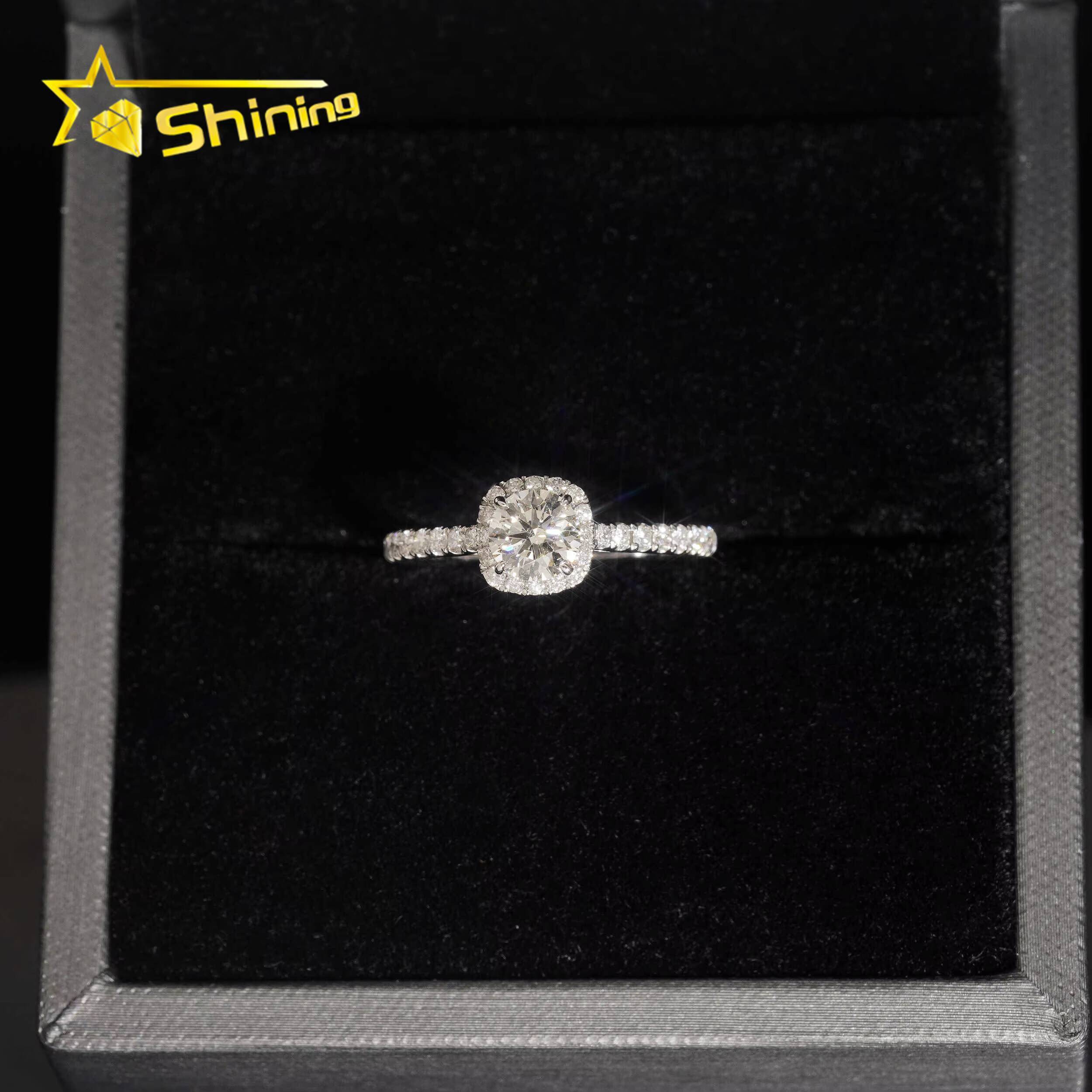 Lab Grown Diamonds Engagement Rings 925 Sterling Silver Gold Plated Cluster Round Cut 5mm Lad Diamond Wedding Ring