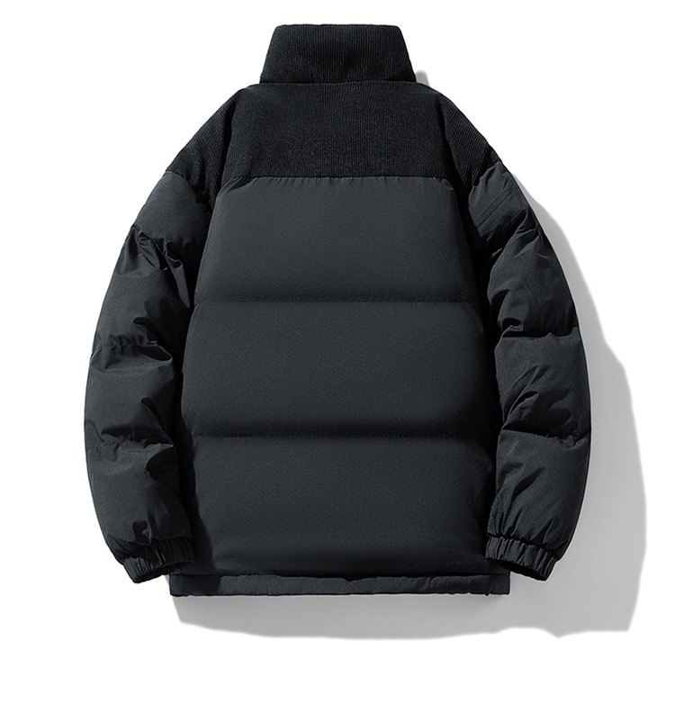 Men's New Fashion Winter Quilted Jacket Thick Down Cotton Coat with Stand Collar Casual Style Plain Dyed Down Parkas