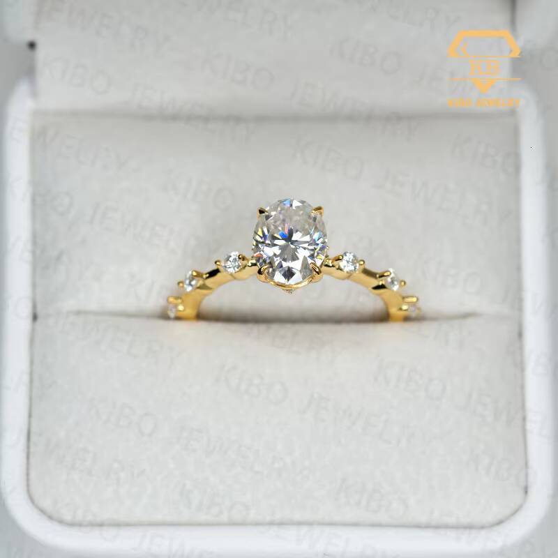 Customized Engagement Ring 10K Gold Emerald Cut Moissanite Halo Diamond Ring
