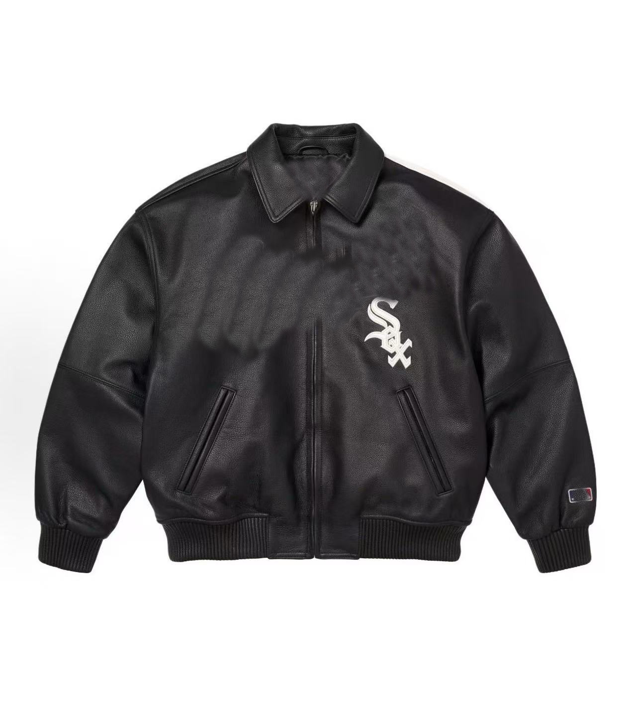 Chicago Leather Varsity Jacket Casual High Street Street fashion Men Women zip up coat