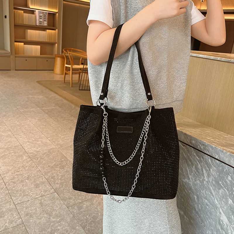 2024 Fashion Women Bling Diamonds Handbag Large Capacity PU Leather Big Totes Designer Female Chain Shoulder Bags Shopping BagsT251028