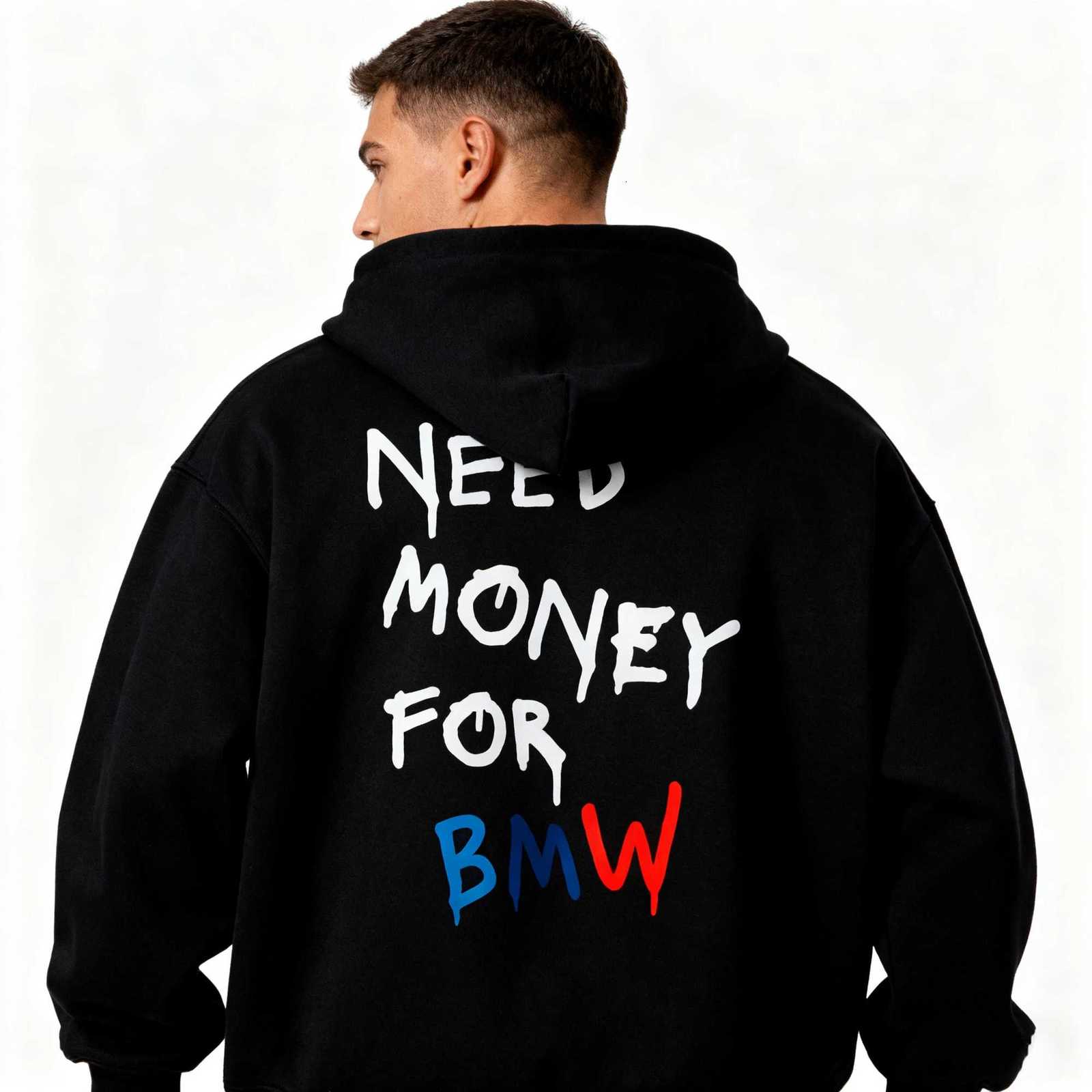 Mens and Wens Streetwear Hoodies Need Mey BMW Mens and Wens Autumn and Winter Mens Sweaters Trend Loose Fi Y251028