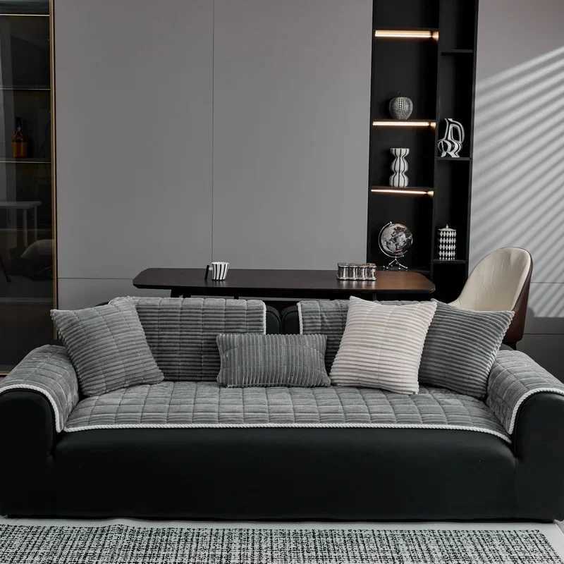 1pc Solid Color Soft Thicken Plush Sofa Towel Warm Winter Sofa Cover Antislip Dustproof Couch Covers for Living Room Home C251028