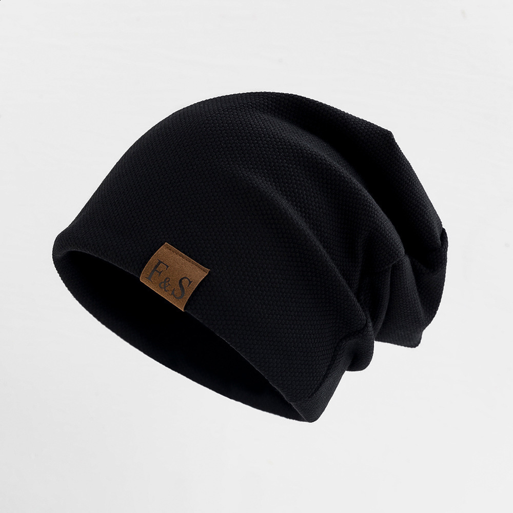 Winter and autumn pullover hat casual and loose knit hat with leather label suitable for both men and women outdoor head cap 250916