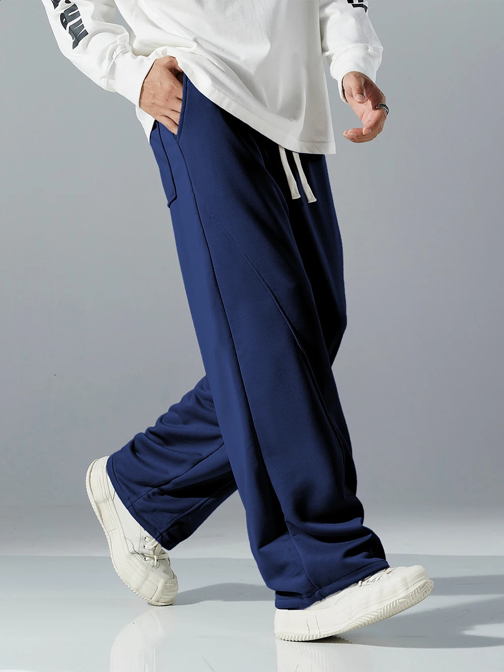 Traf Mens Jogging Straight Sweatpants Street Style Solid Colour Drawstring Casual Pants Four Seasons 251027