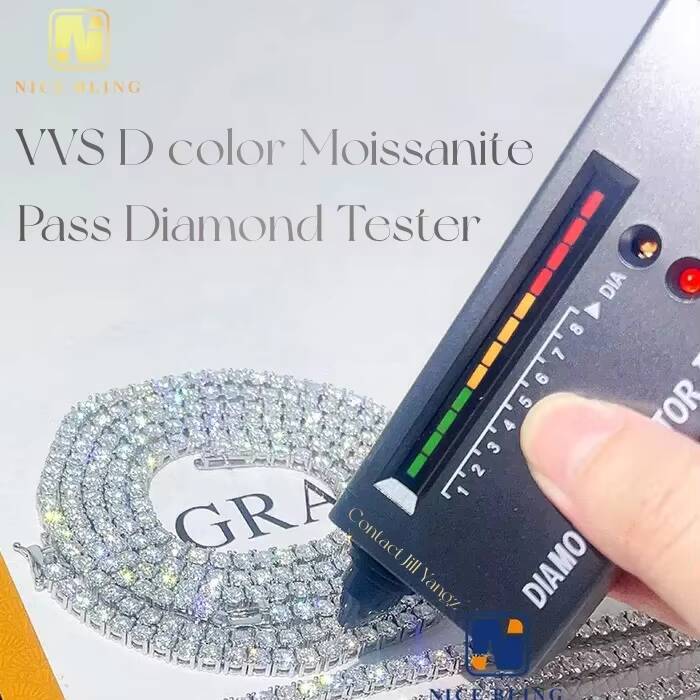 PASS Diamond Tester Iced Out Moissanite Diamond Hip Hop Jewelry Tennis Chain 925 Silver 3mm Tennis Necklace Bracelet