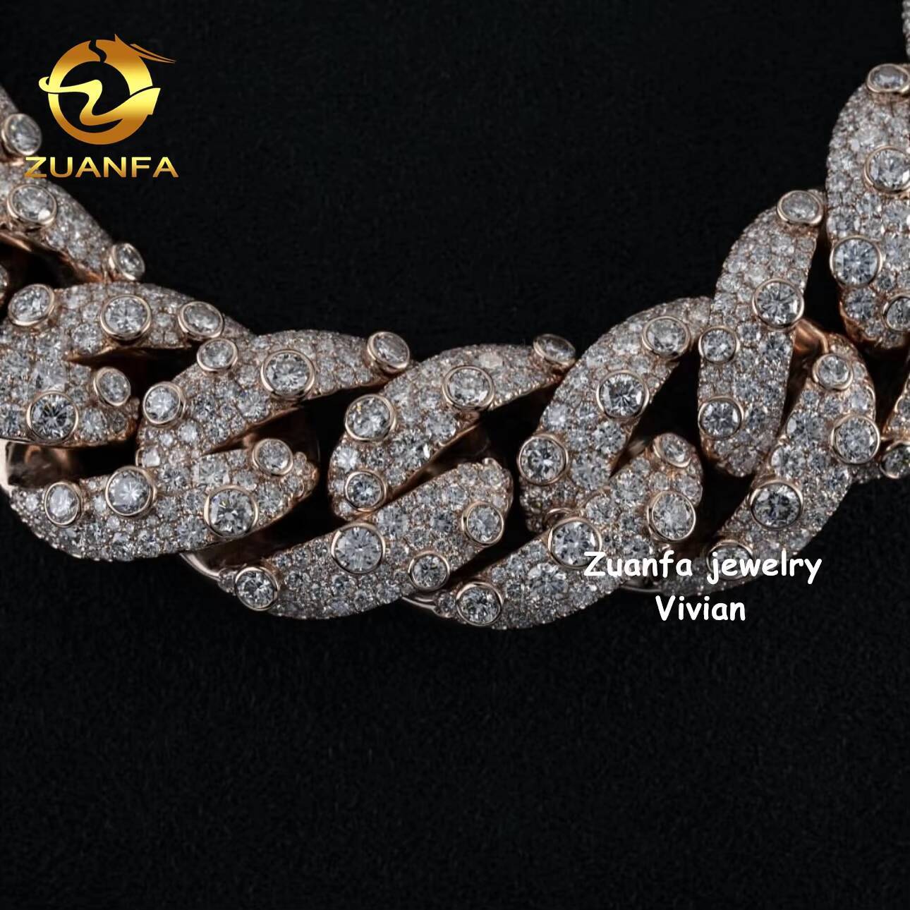 Custom 20mm Pass Diamond Tester VVS Moissanite Diamond Iced Out Hip Hop 925 Sterling Silver Cuban Link Chain Necklace