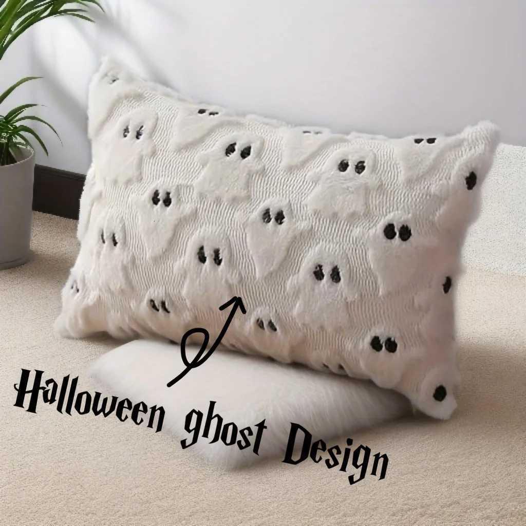 Pillow Case 12pcs Halloween Plush Cover Pumpkin Ghost Pattern Cushion Case Festive Decor for Living Room Bedroom Throw Covers C251028