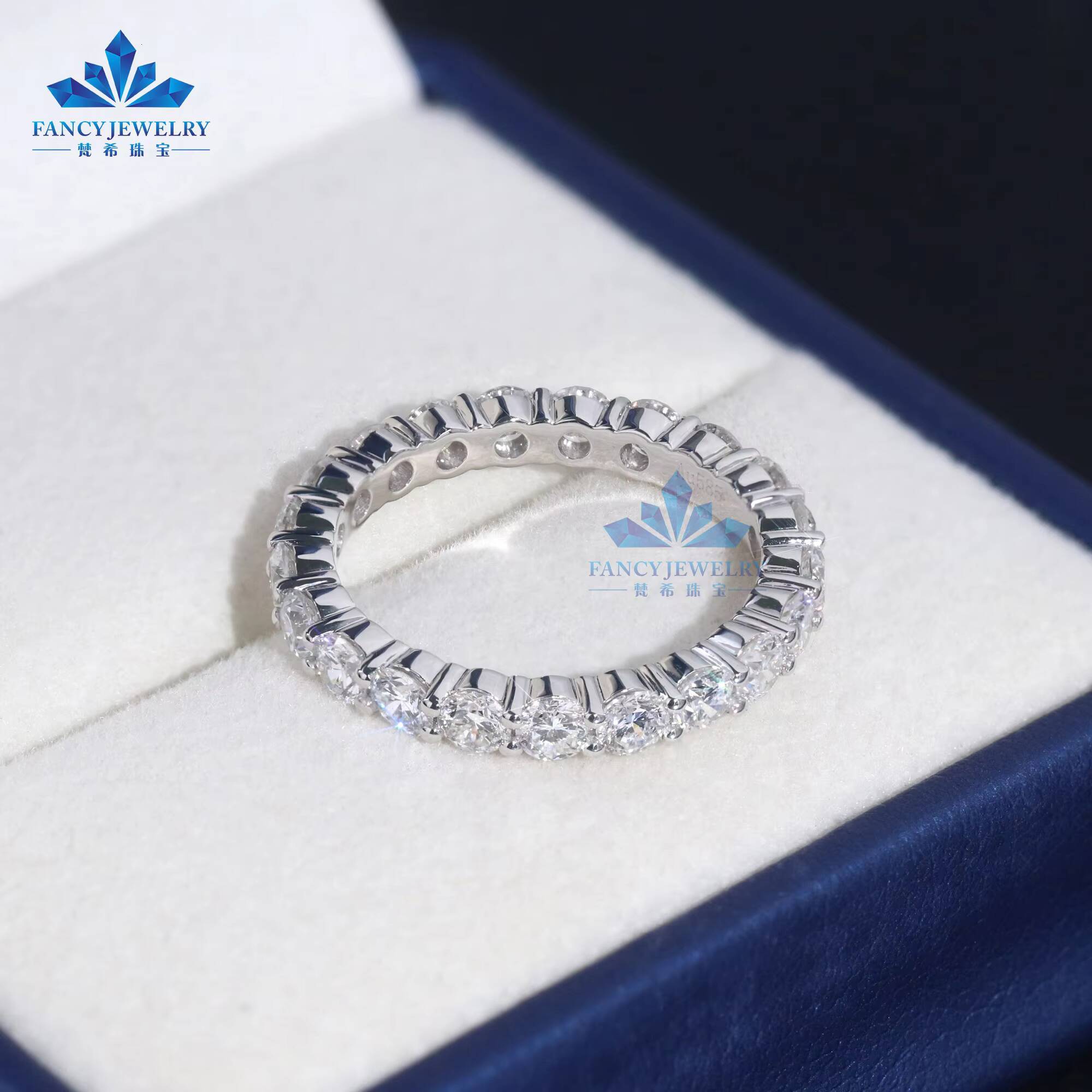 Customized Solid Gold 14k 18K Eternity Diamond Ring Round Brilliant Cut Lab Grown Diamond Band Ring for Wedding Engagement