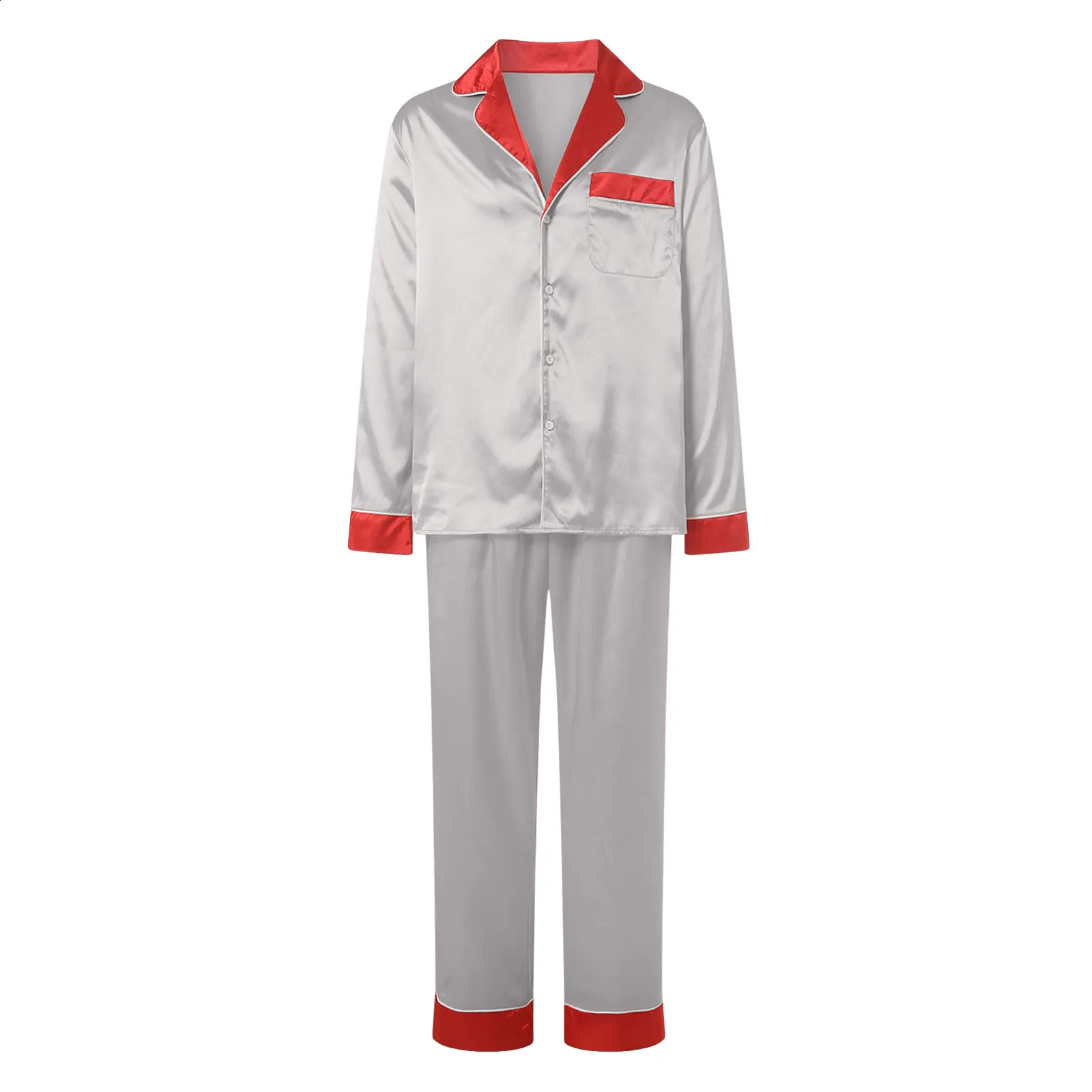 Christmas Family Outfits For Dad And Mom Satin Pajama 2 Piece Sets Long Sleeve Blouse Shirt With Pant Matching Sets Adult Xmas 251027