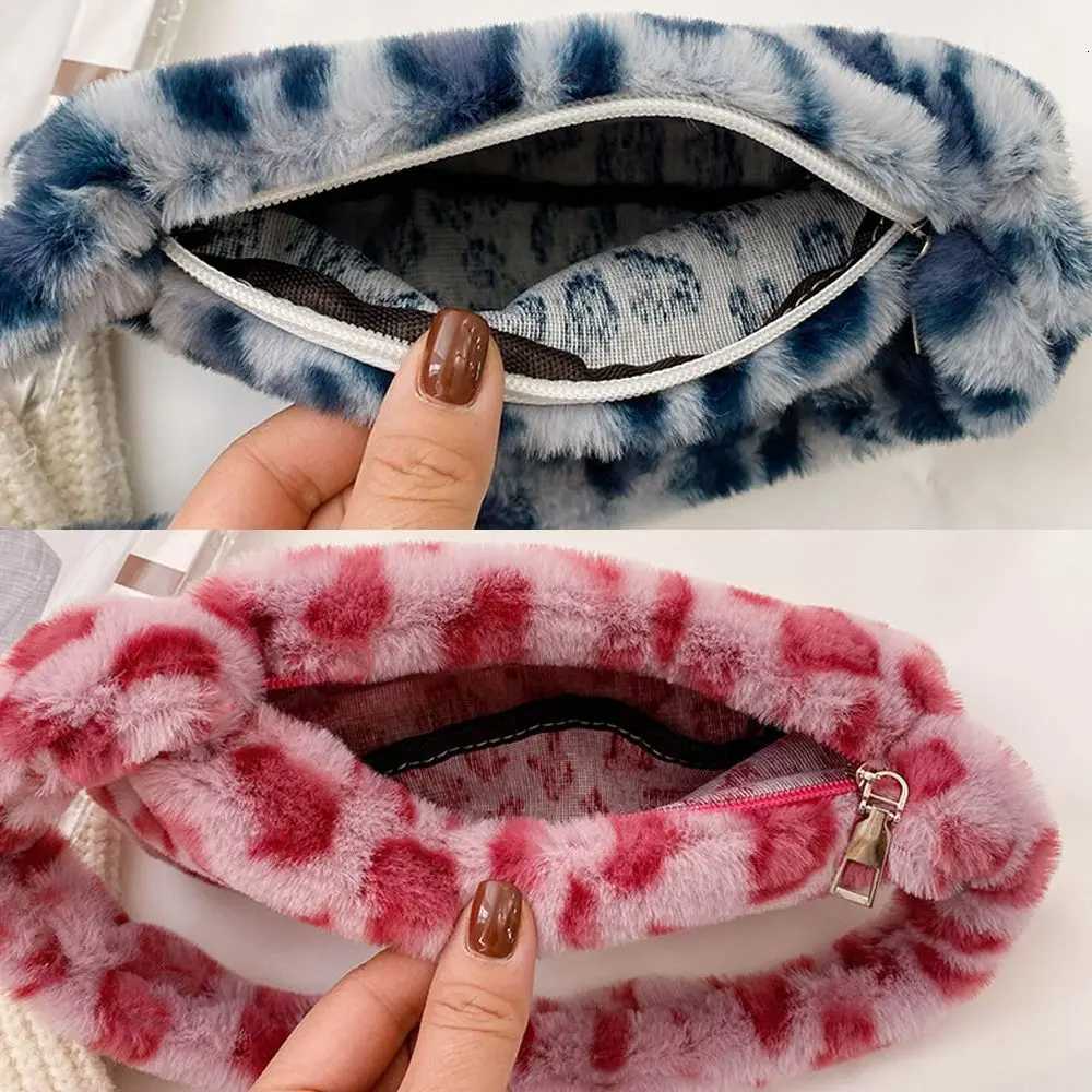 Fashion Soft Faux Fur Plush Underarm Handbag Cow Print Leopard Print Mini Shoulder Bag Faux Fur PurseW251028
