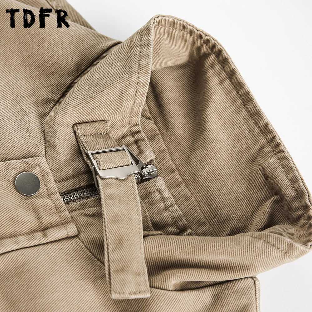Pocket Cargo Jacket Mens Zipper Decoration Autumn Retro Casual Stand Collar Long Sleeve Spliced Outerwear Man J251028