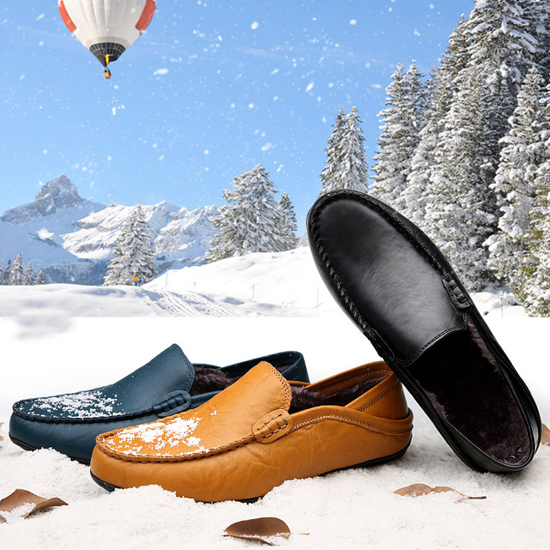 Men's Genuine Leather Driving Moccasins Casual Leather Shoes Foreign Trade Cowhide Man Shoes British Style Soft-Soled Slip-On Shoes Plus size 37-